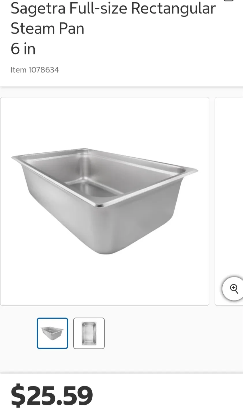 Sagetra Full-size Rectangular Steam Pan 6 in