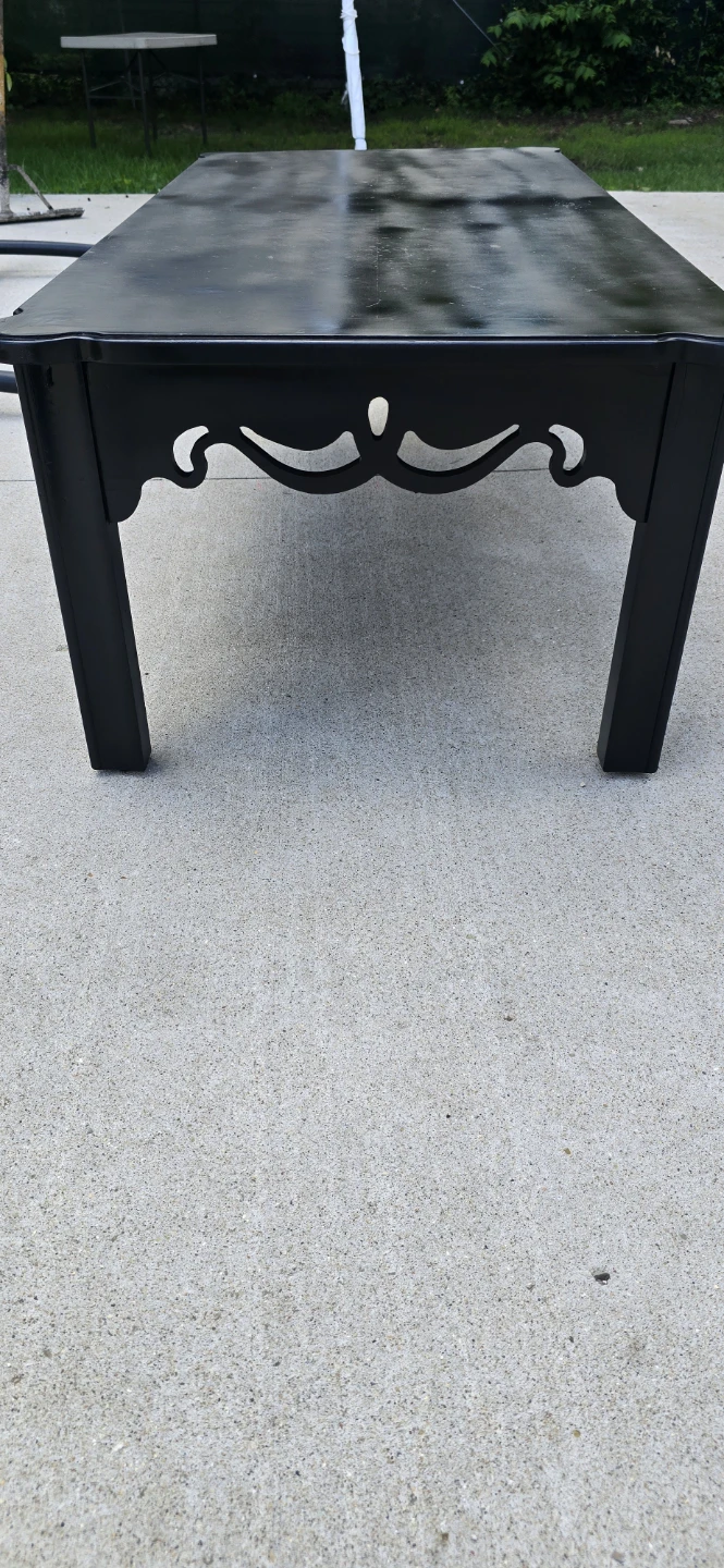 Black Coffee Table with Ornate Trim