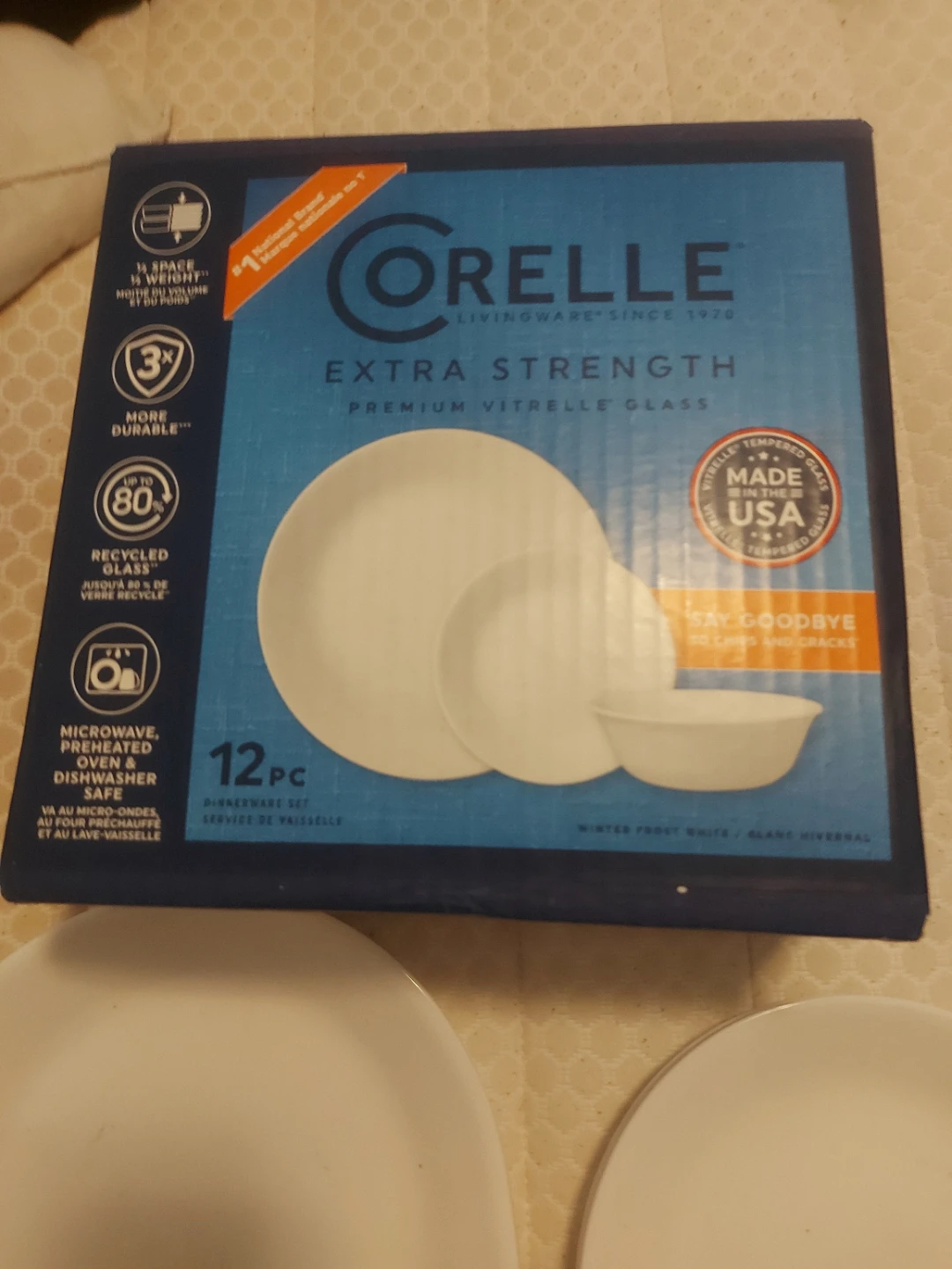 Corelle 12 Piece Dinnerware Set - Winter Frost White