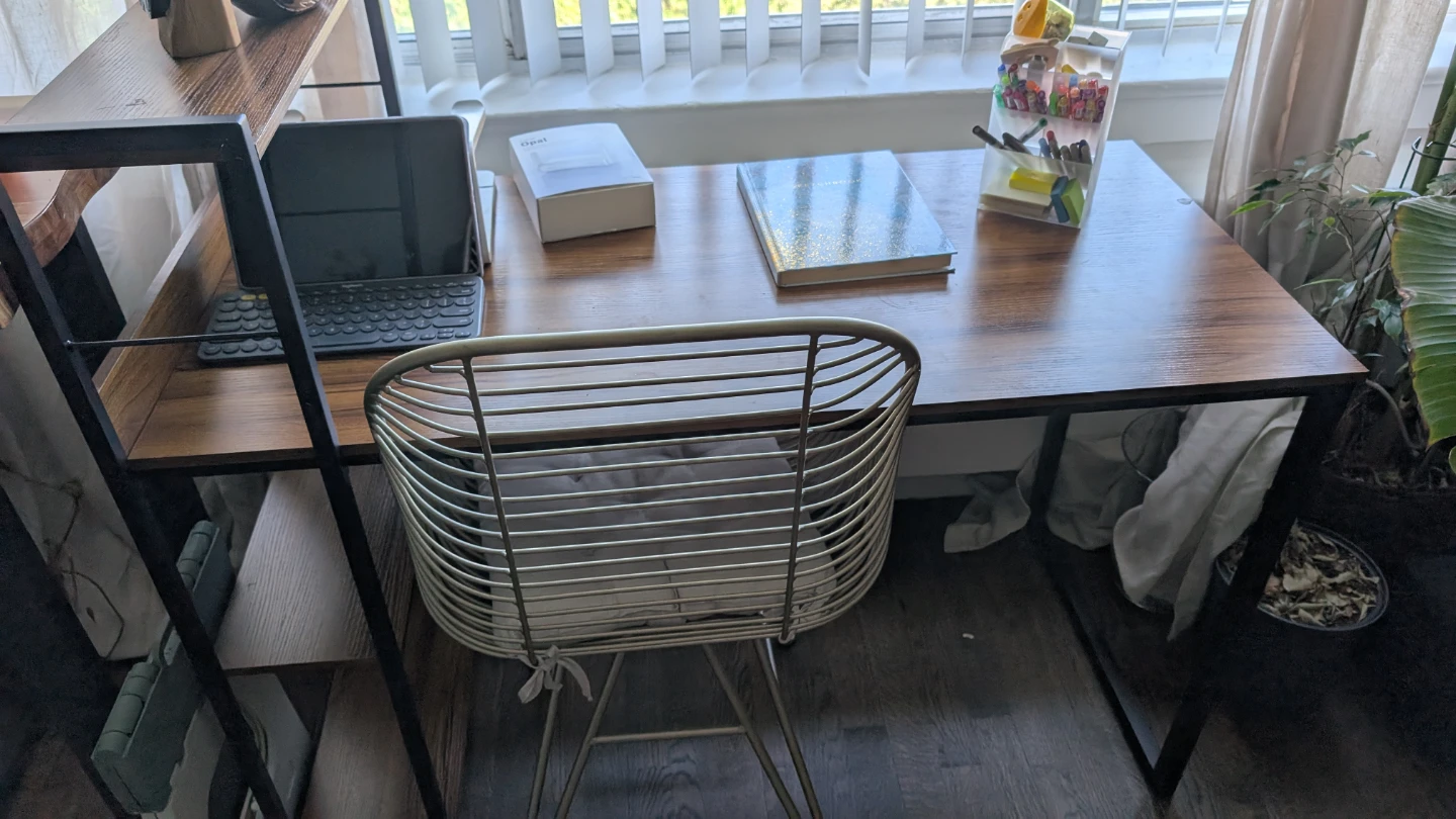 Wooden Desk with Metal Frame - photo 2