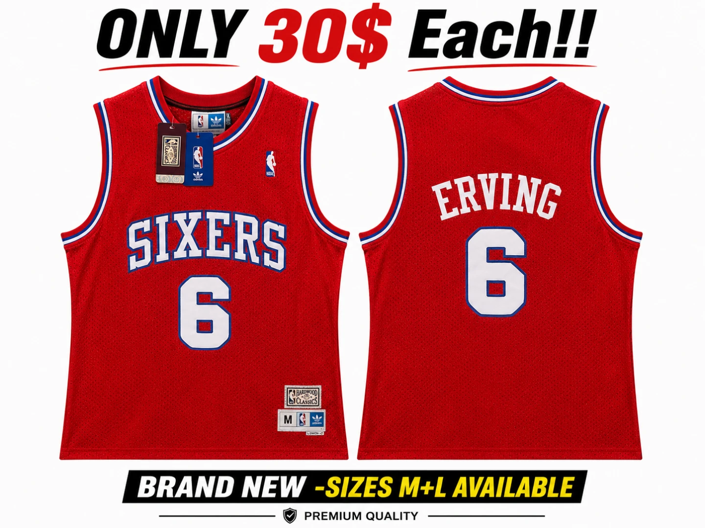 M+L Mitchell & Ness Philadelphia 76ers Julius Erving Jersey