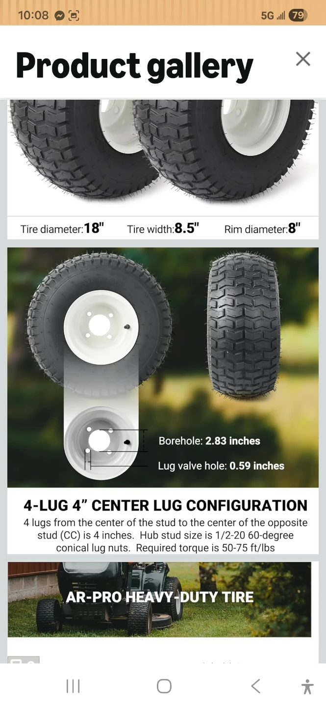 4-Lug AR-PRO Heavy-Duty Lawn Mower Tires (4-Pack) - photo 2
