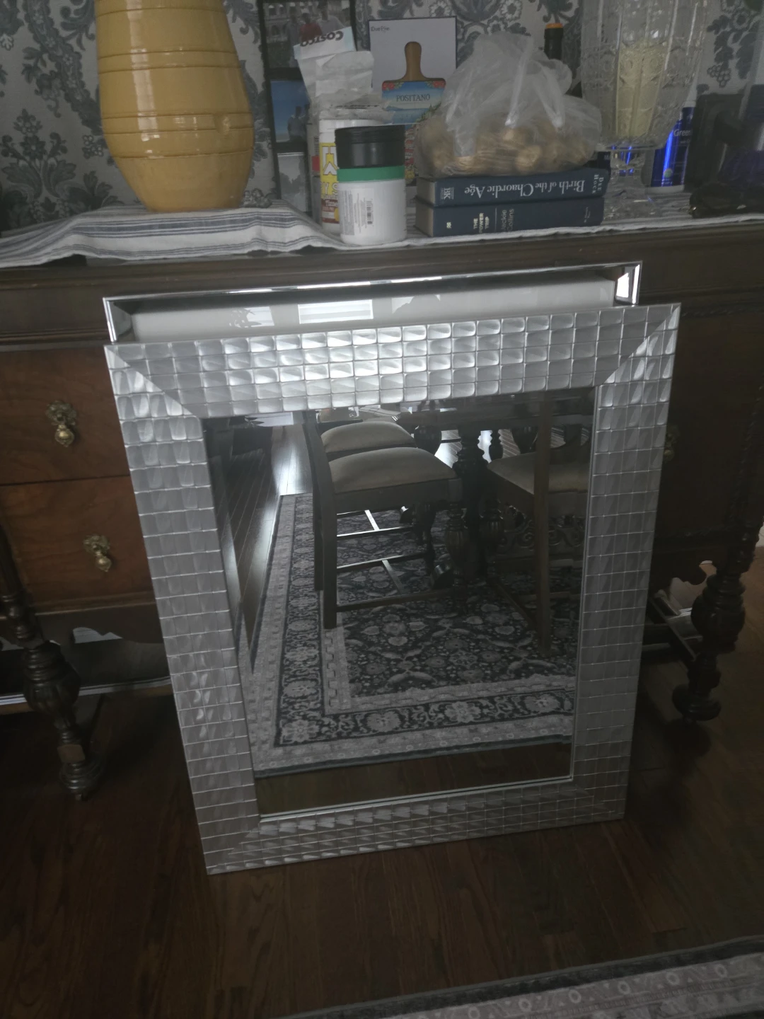 Decorative Wall Mirror with Textured Frame