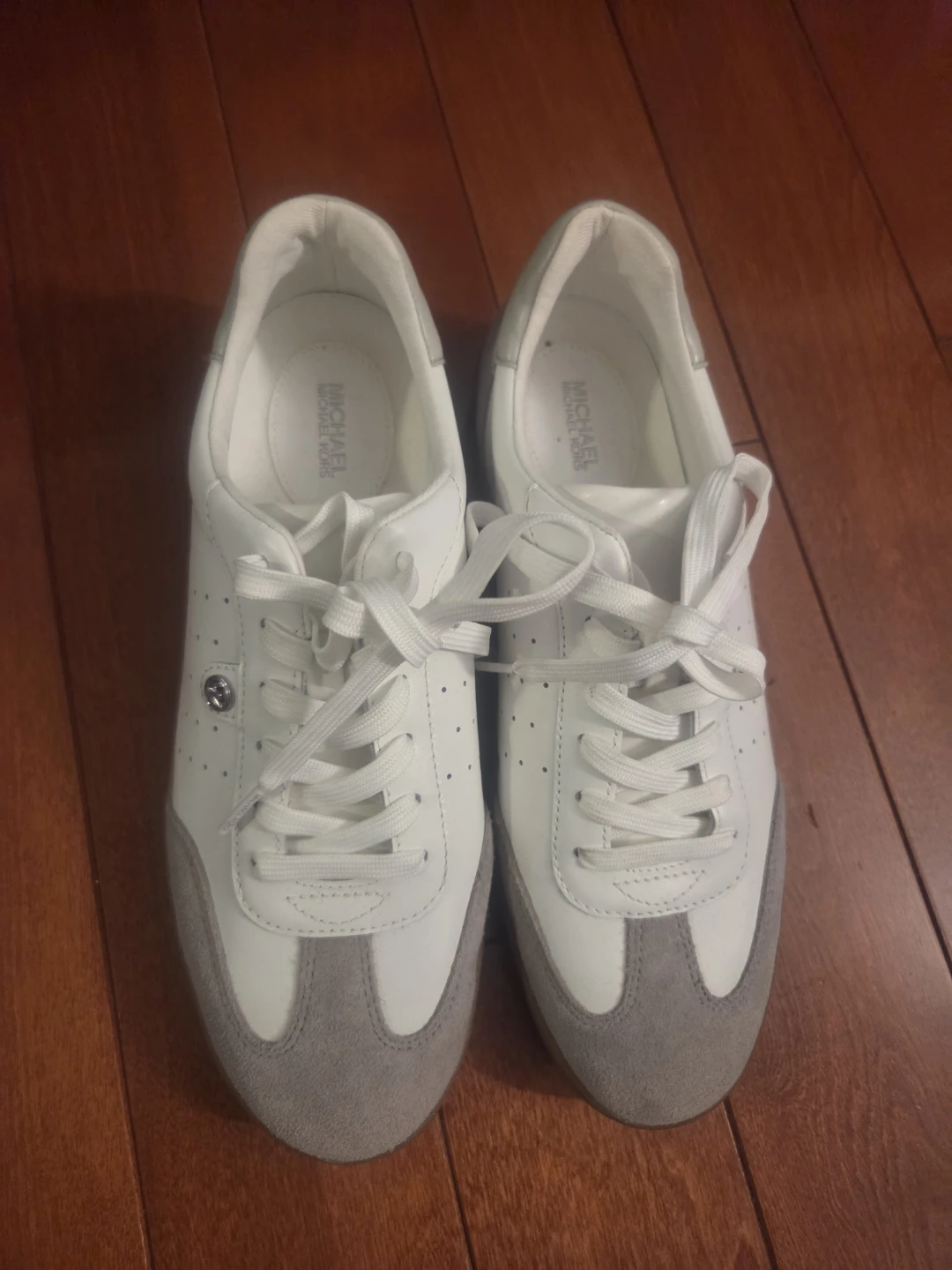 Michael Kors White & Grey Leather Sneakers