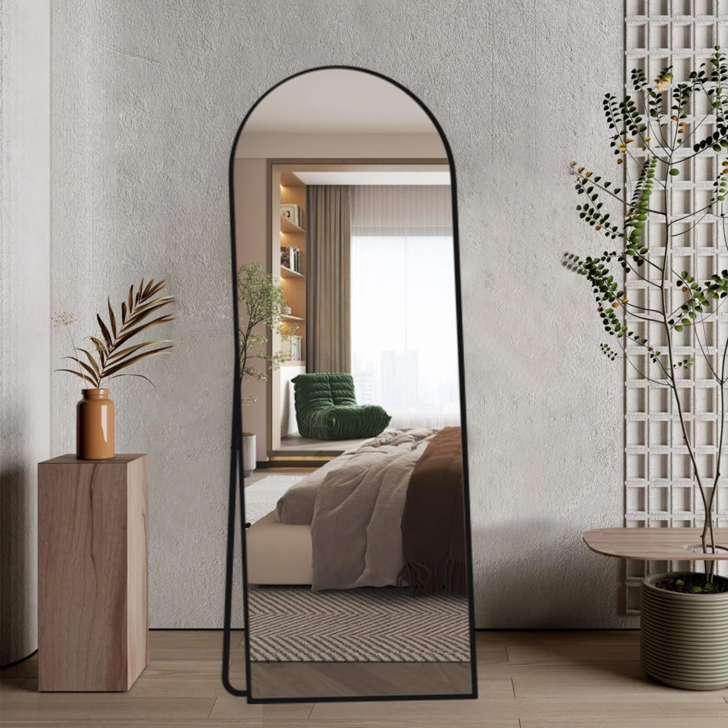 Full Length Mirror 64"x21" Arch Floor Mirror with Stand - photo 3