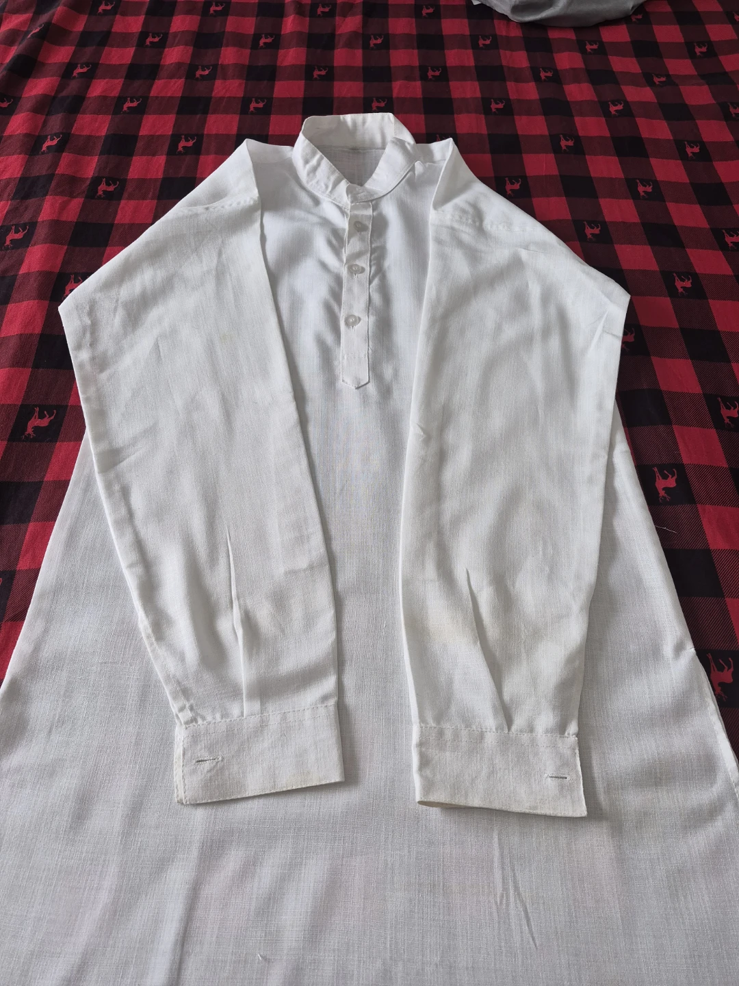 White Nehru Collar Button-Down Kurta - photo 2