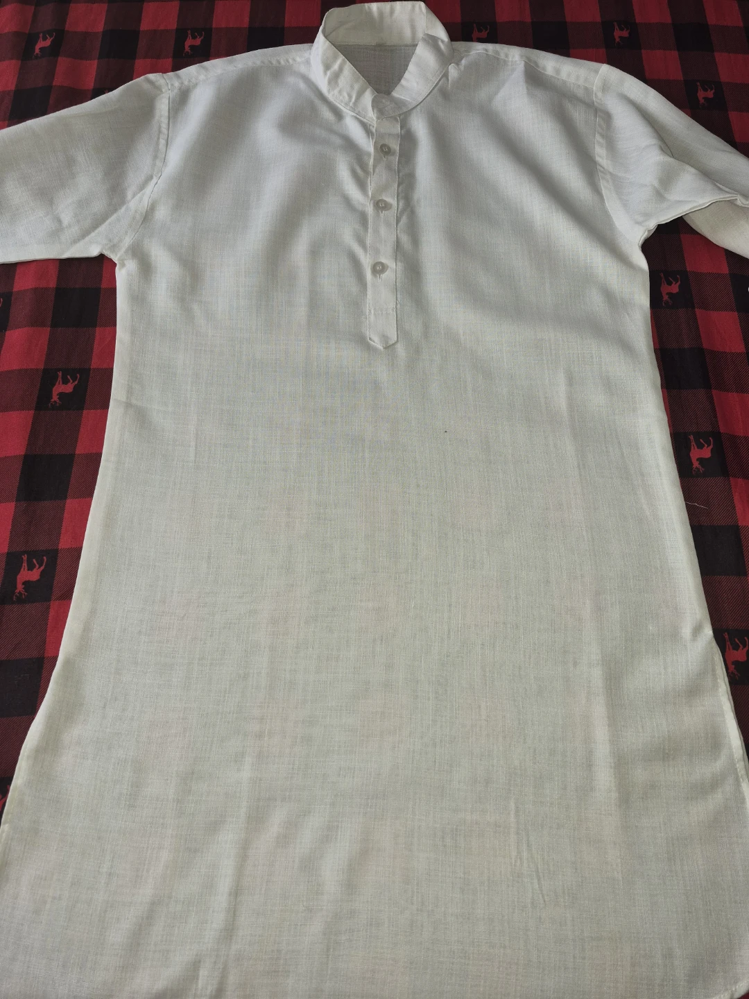 White Nehru Collar Button-Down Kurta - photo 4