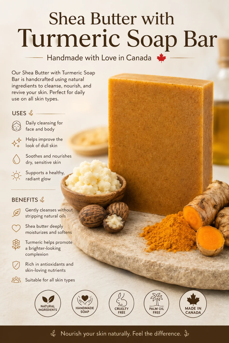 Shea Butter with Turmeric Soap Bar  (3 pieces)