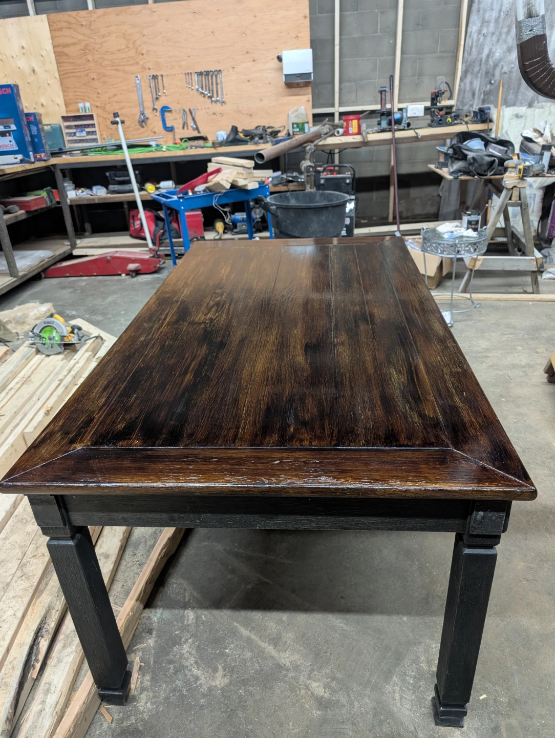 Dark Wood Dining Table with 6 Chairs