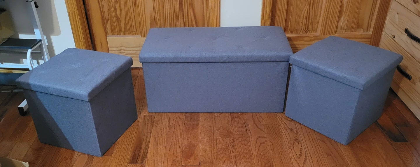 NEW!! Storage Ottoman Bench Set (3 pieces) - Grey