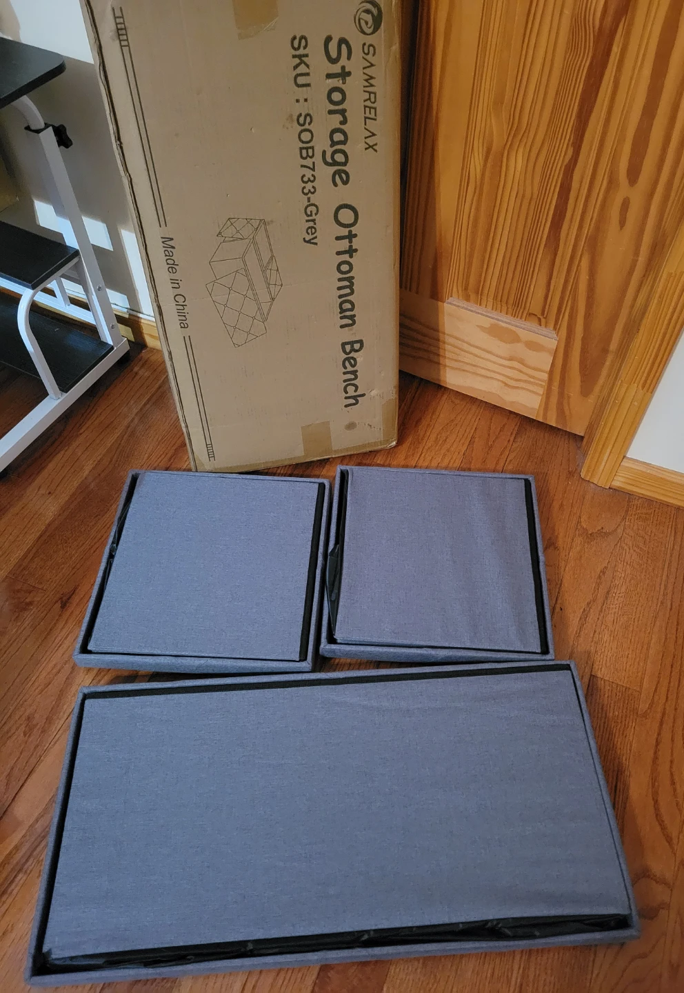 NEW!! Storage Ottoman Bench Set (3 pieces) - Grey - photo 3