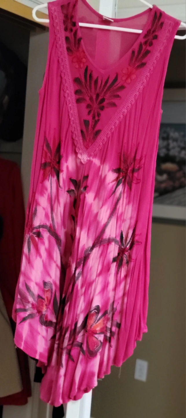 Women's Pink Tie-Dye Sleeveless Dress