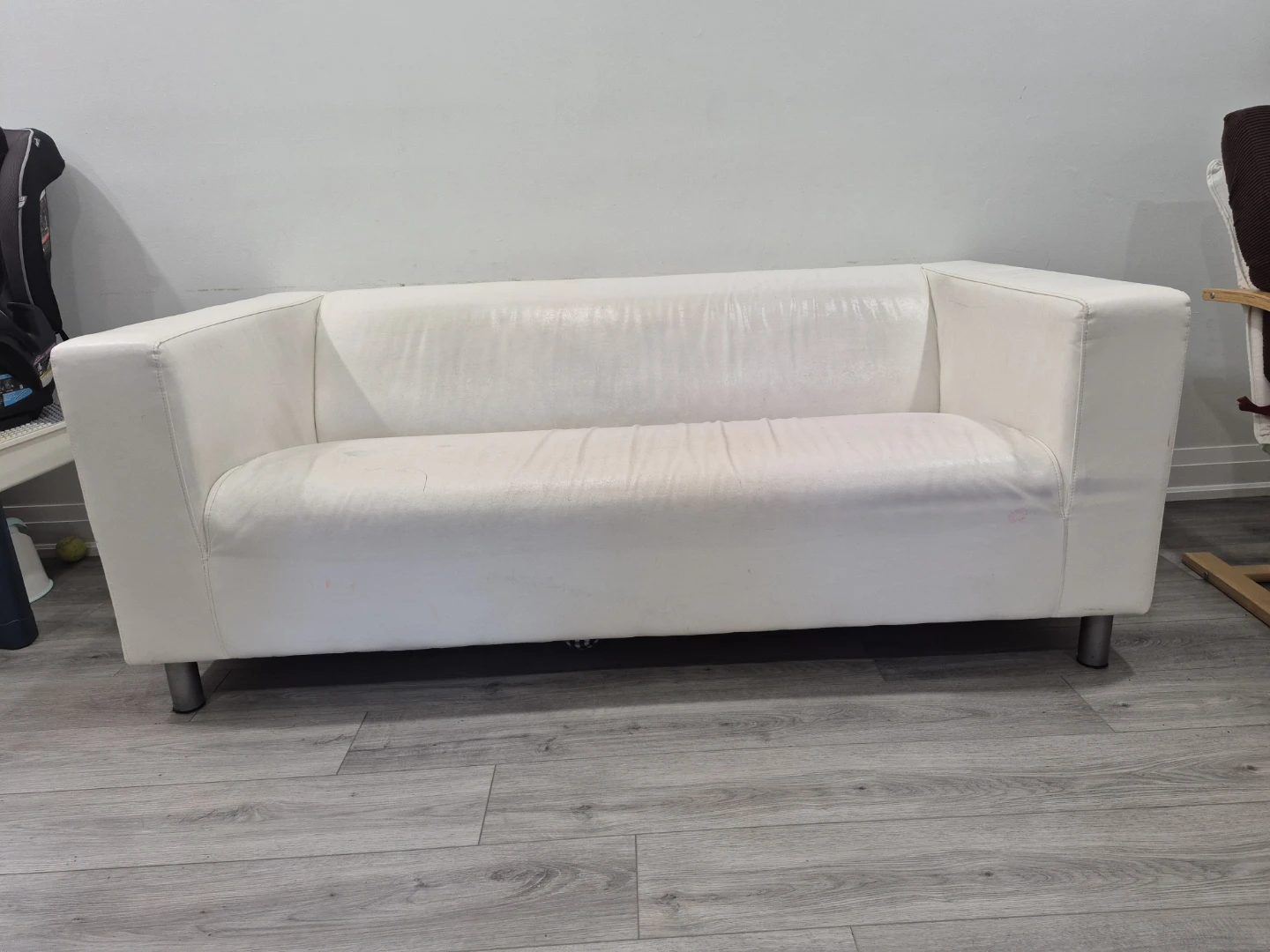 White Faux Leather Loveseat