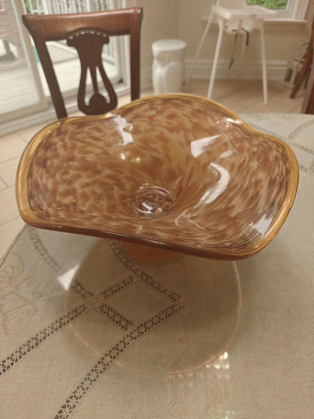 Amber Swirl Pedestal Bowl