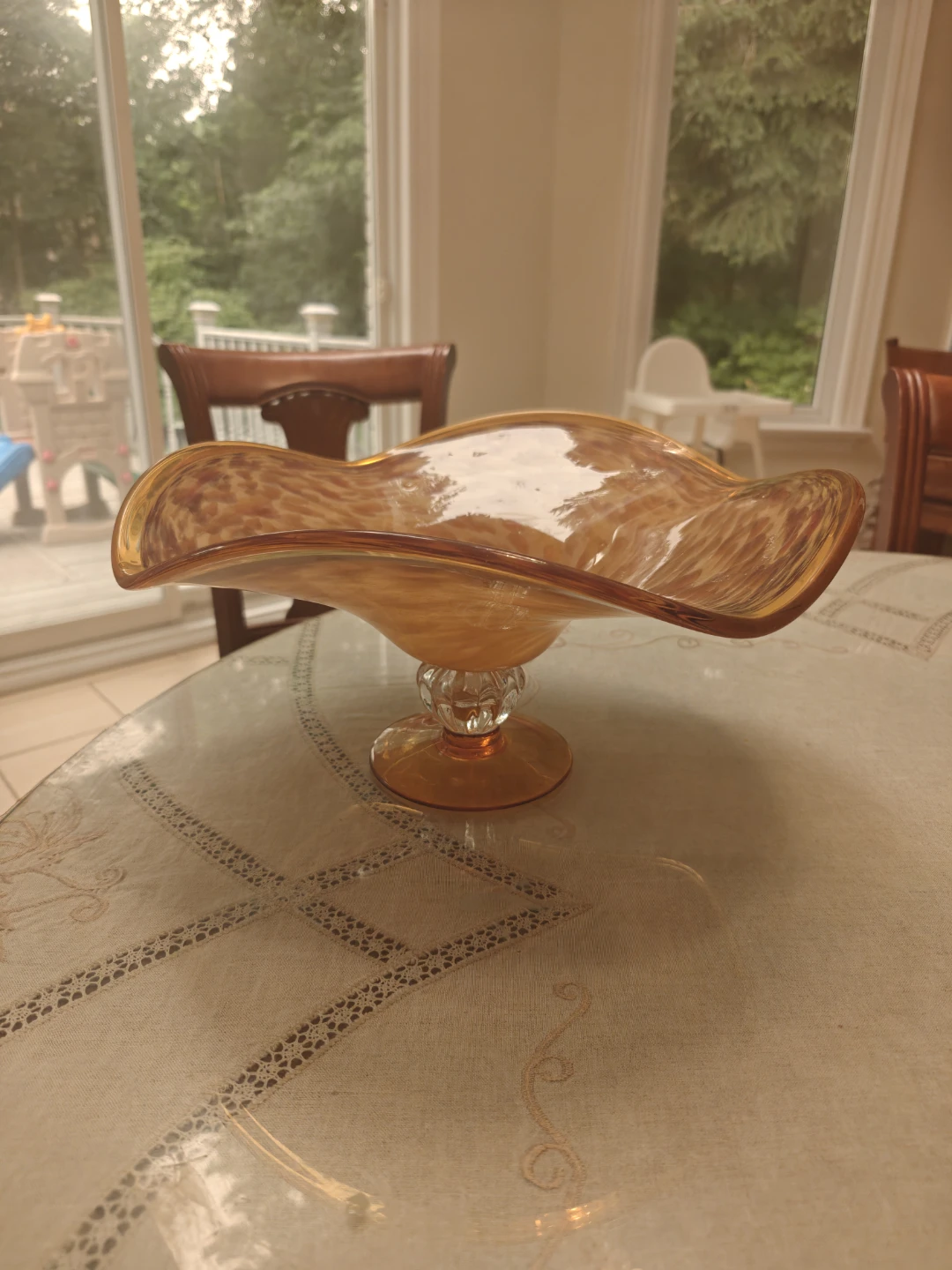 Amber Swirl Pedestal Bowl - photo 2