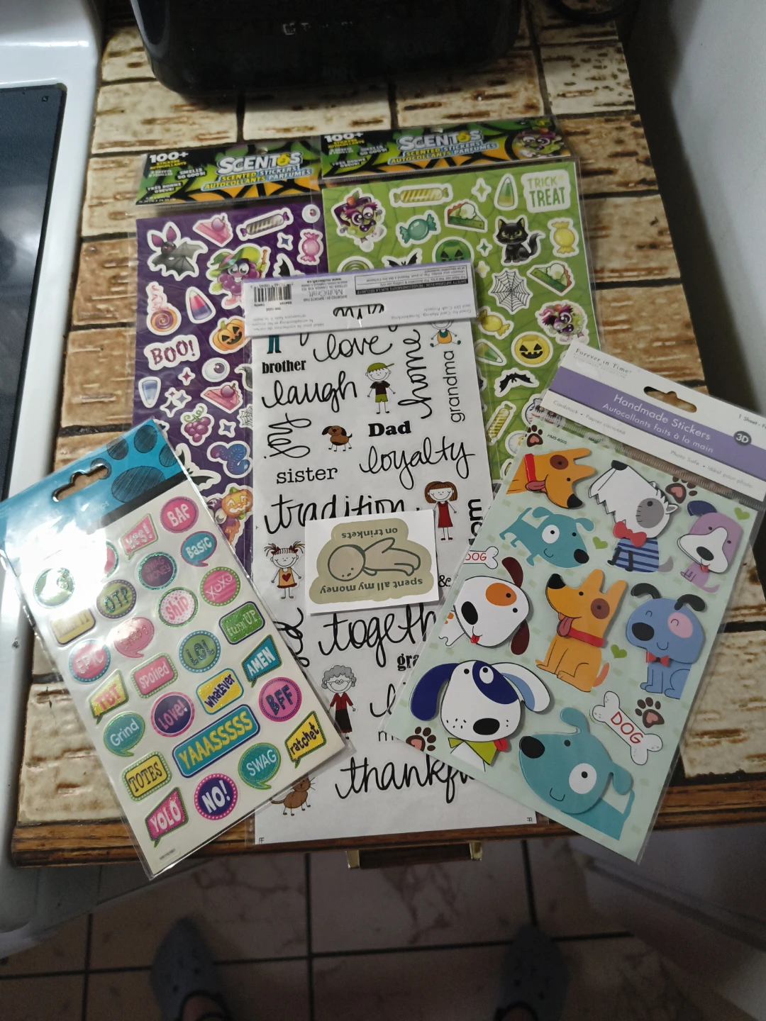 Assorted Sticker Packs - Halloween, Dogs, and Family Themes