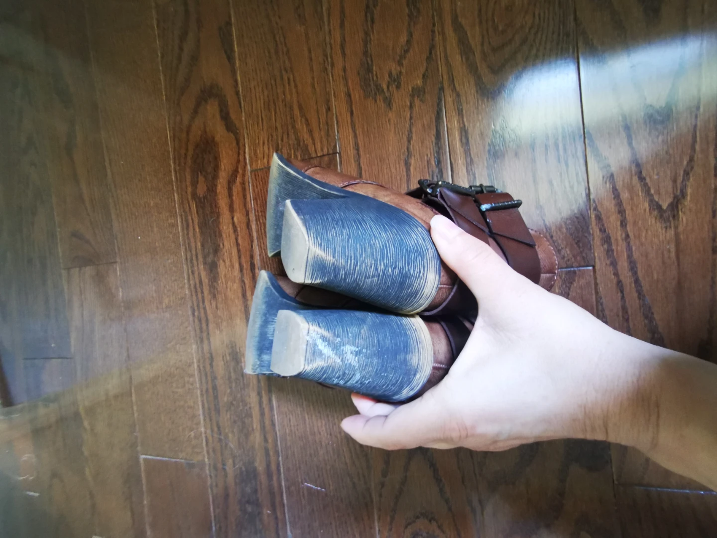 Brown Ankle Boots with Buckle Detail - photo 4