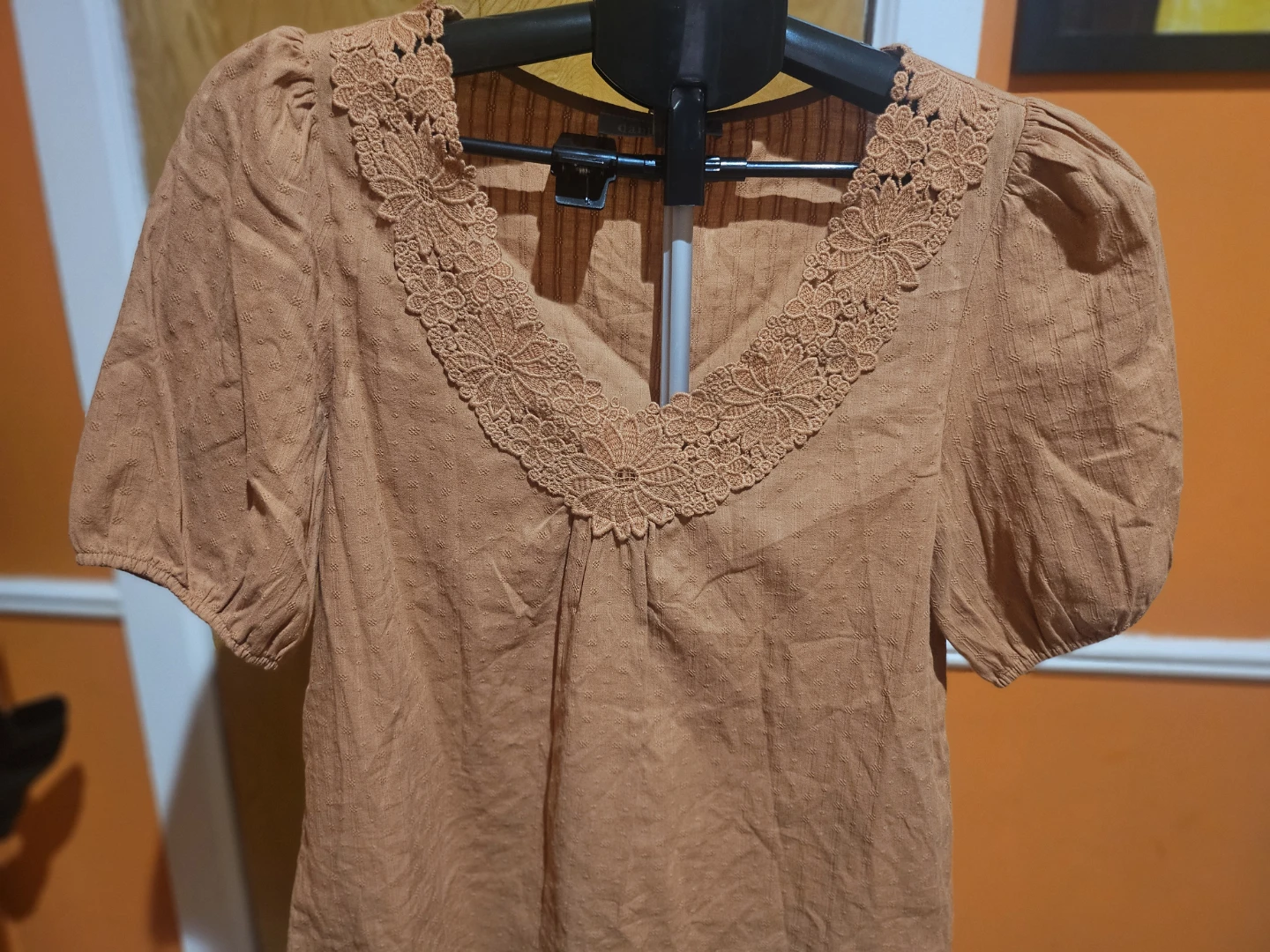 Daniel Rainn Brown Lace Neckline Blouse - photo 2