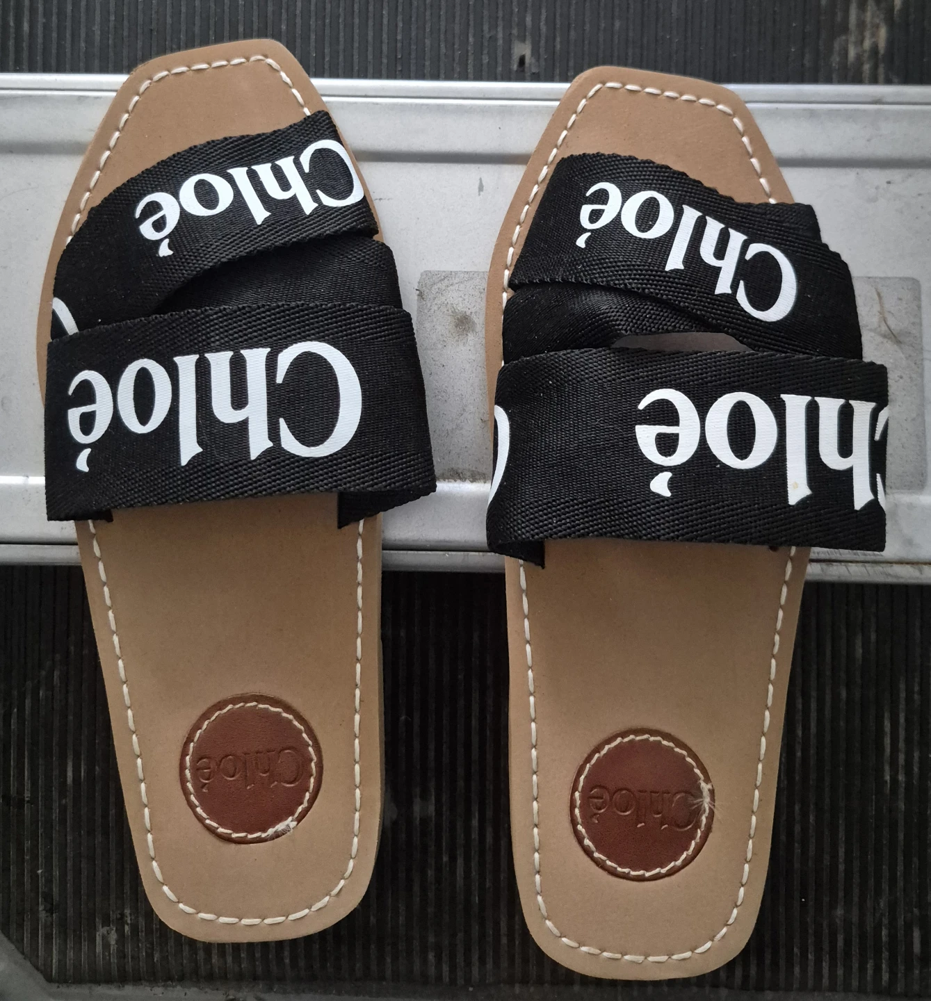 Chloé Black Logo Slide Sandals Size 39