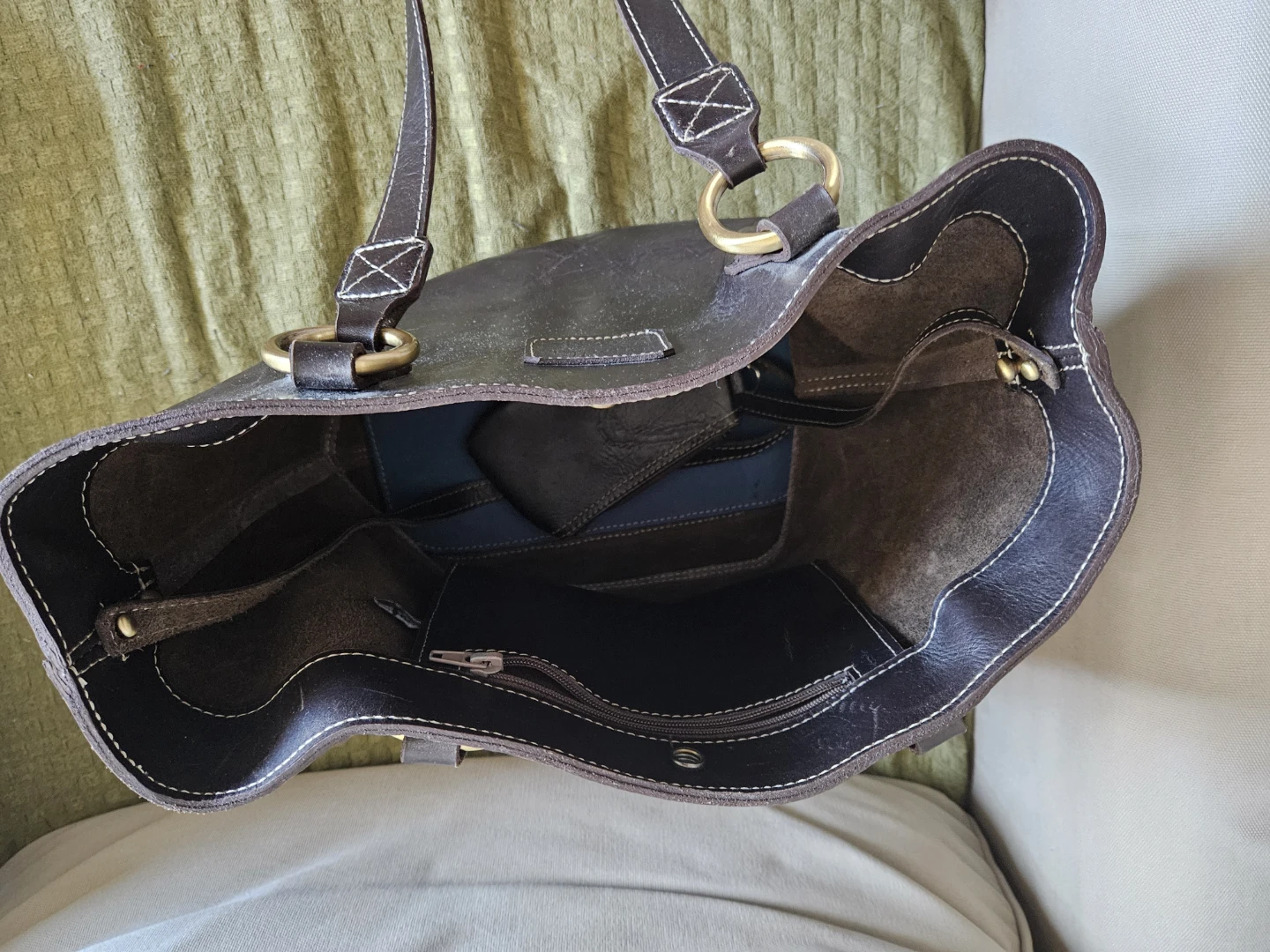 Teal leather dark brown purse from Dominican Republic - photo 2