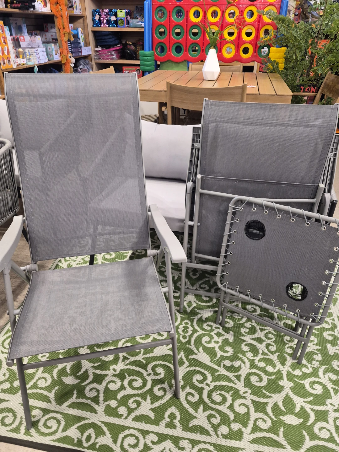 New Gray Outdoor Folding Chairs with Side Table - photo 2