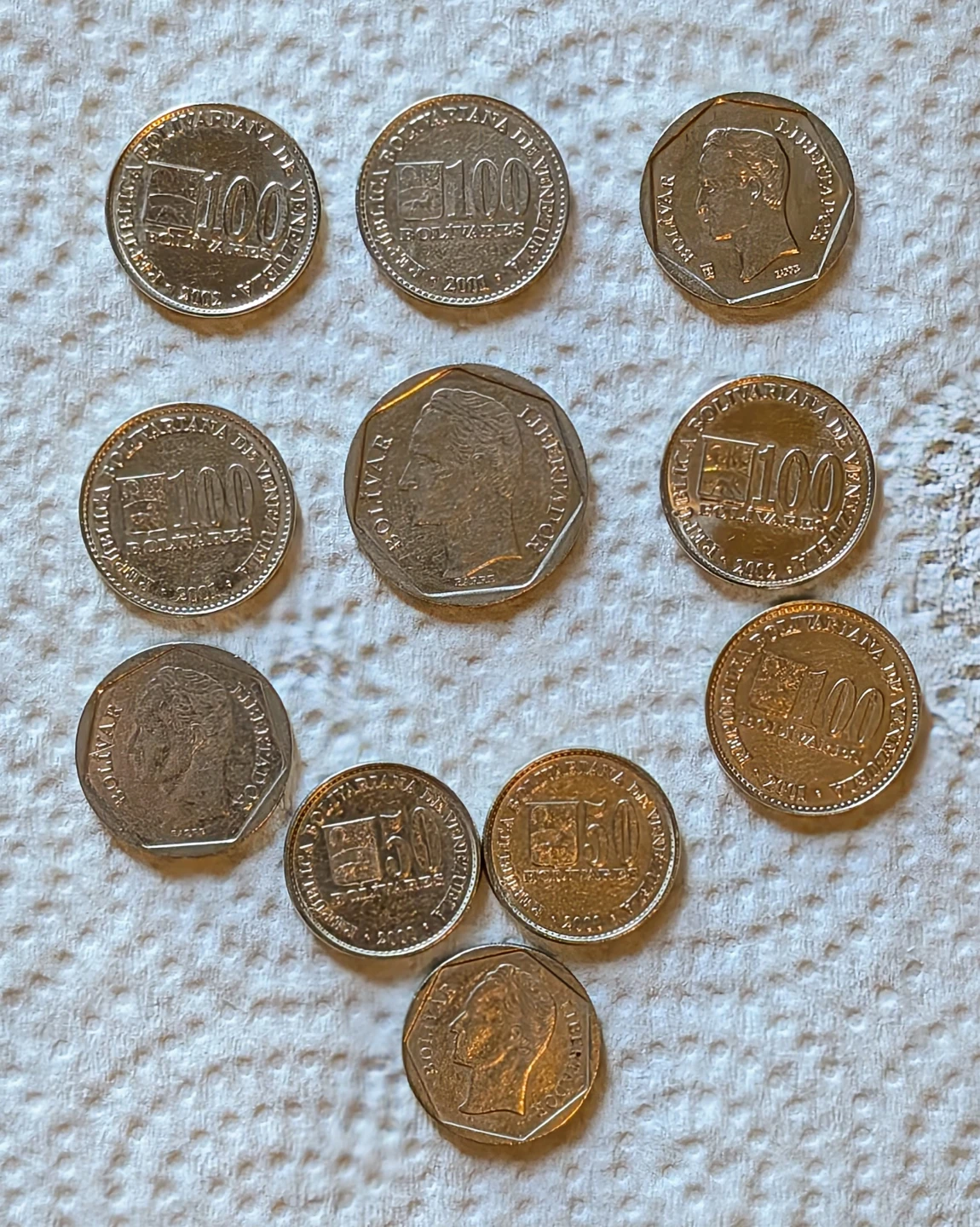 Collection of Venezuelan Coins - 100, 500, and 50 Bolivares