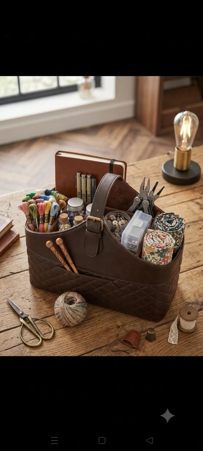 Brown Faux Leather Basket - photo 3