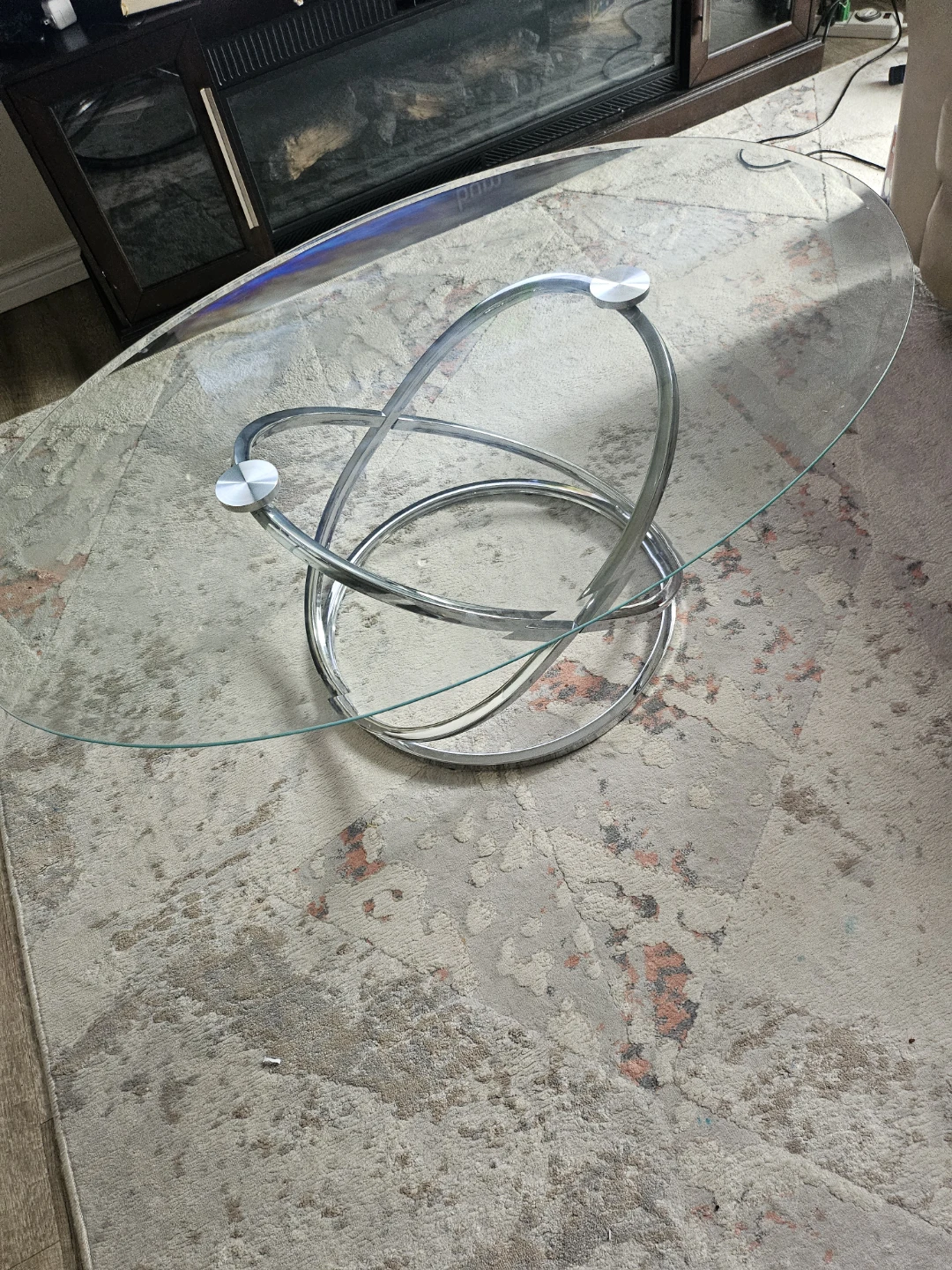 Glass and Chrome Oval Coffee Table - photo 2