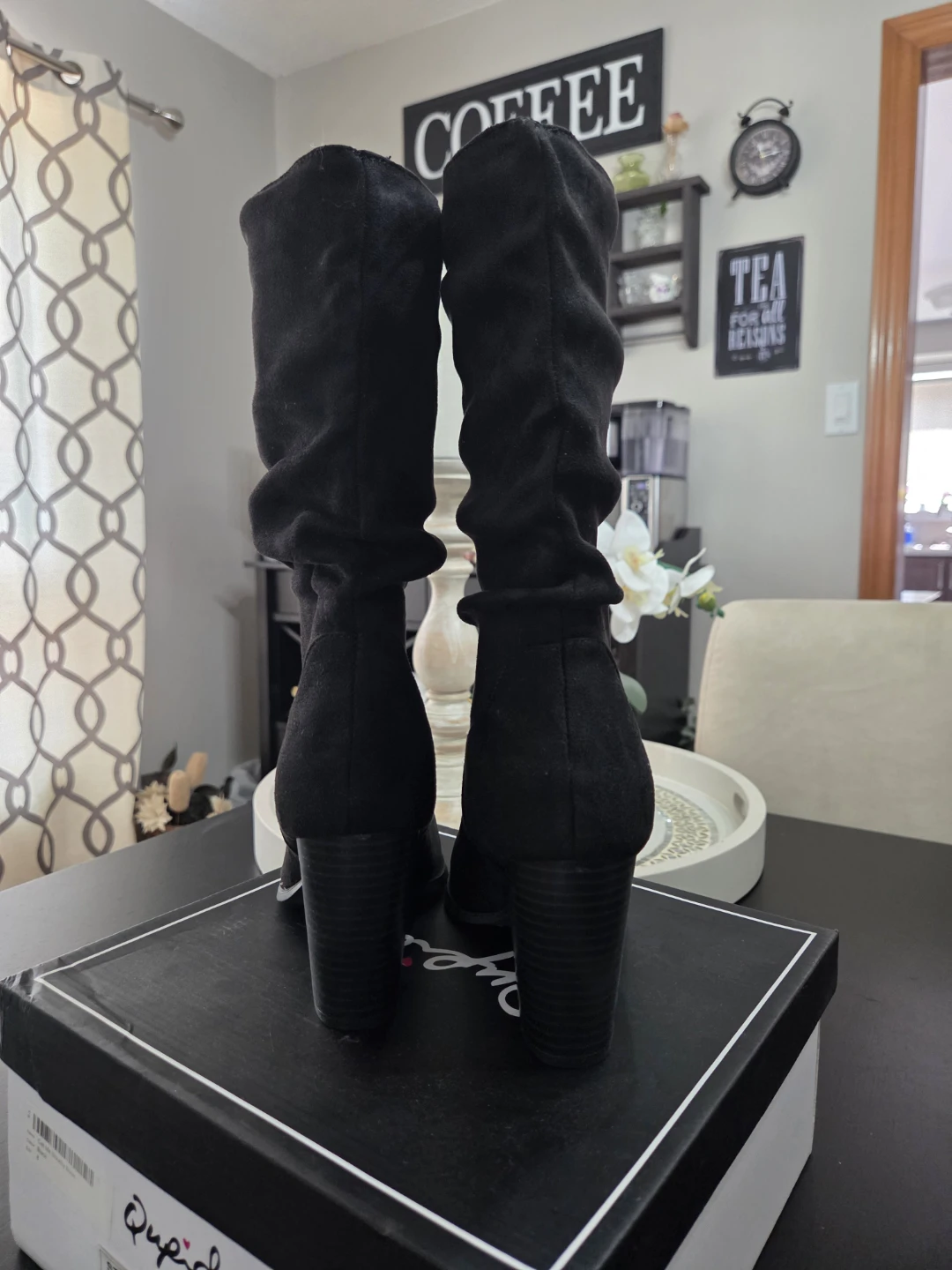 Qupid Black Suede Slouch Boots size  8 - photo 3