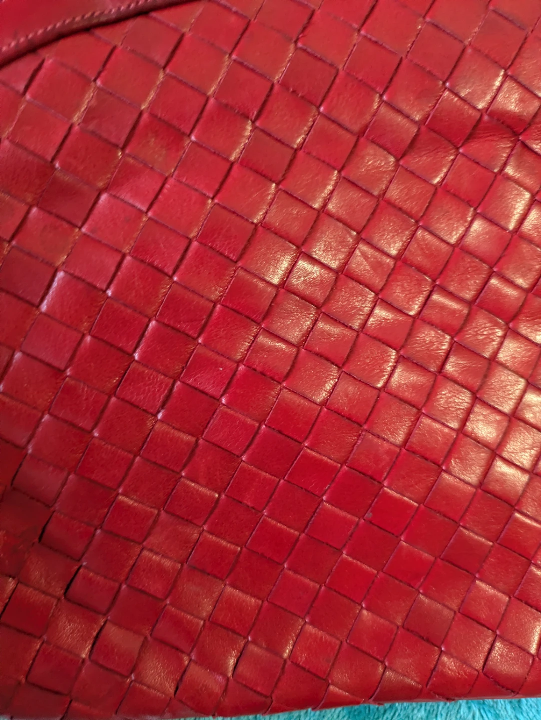 Red Woven Leather Clutch Handbag - photo 5