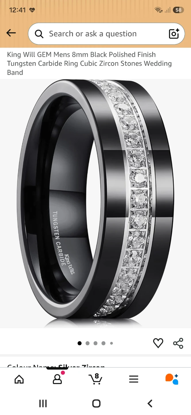 Black Polished Tungsten Carbide Wedding Band