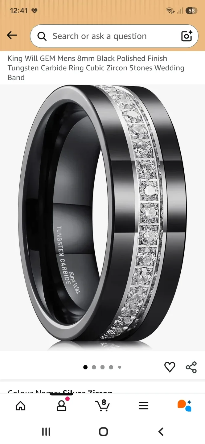 Black Polished Tungsten Carbide Wedding Band