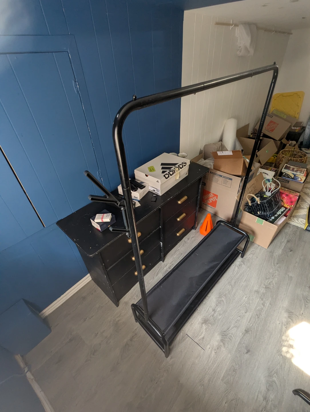 Black Metal Garment Rack with Shelf - photo 2