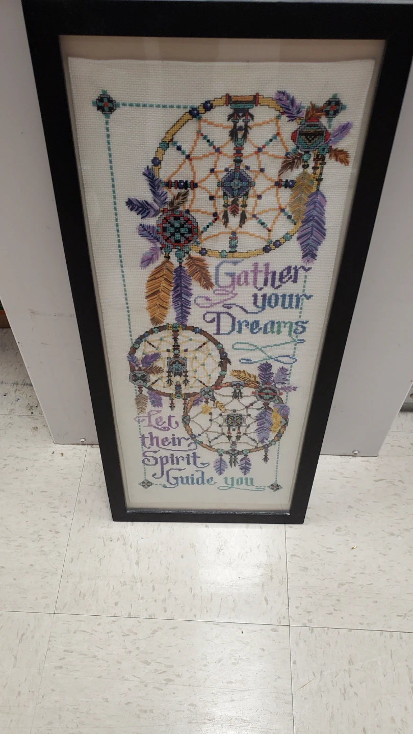 Framed Dreamcatcher Cross Stitch Art
