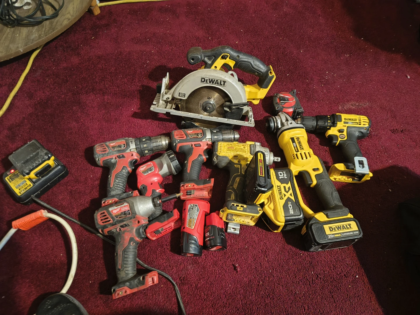 Assorted DeWalt, Milwaukee, and Hercules Power Tools