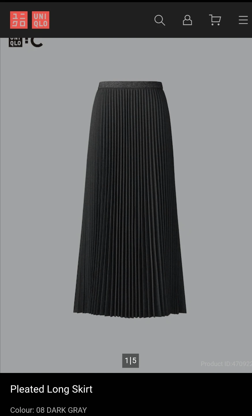 UNIQLO C Pleated Long Skirt - Dark Gray - L/G