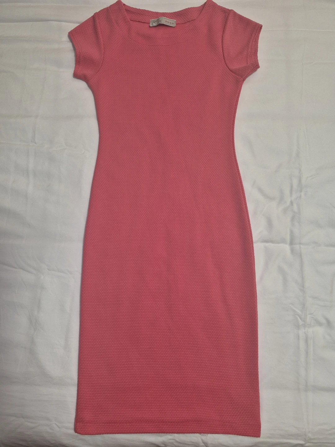 Coral Textured Fit & Flare Dress