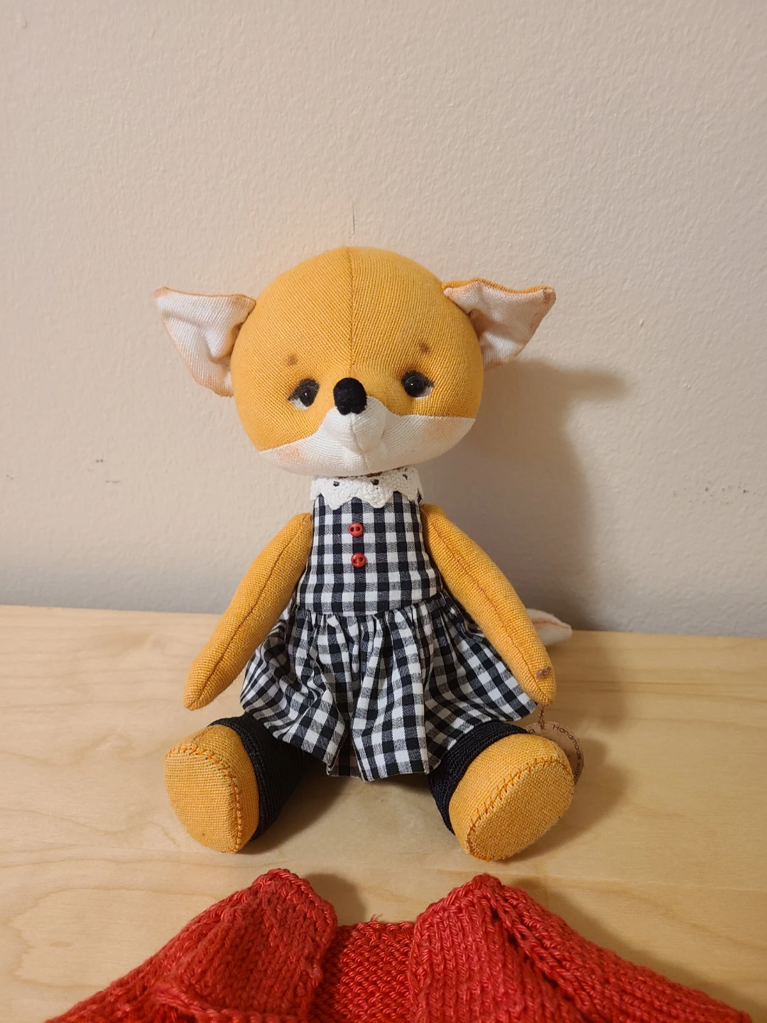 Handmade Fox Plush Toy with Dress and Cardigan - photo 5