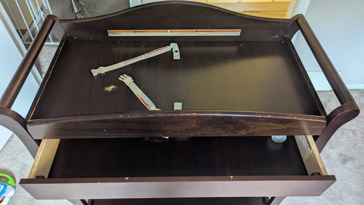 Dark Brown Changing Table with Storage - photo 3