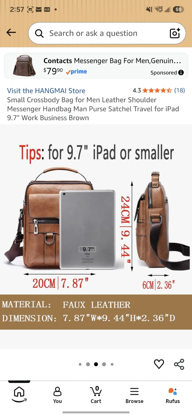 Weixier mens crossbody bag - brown - photo 2