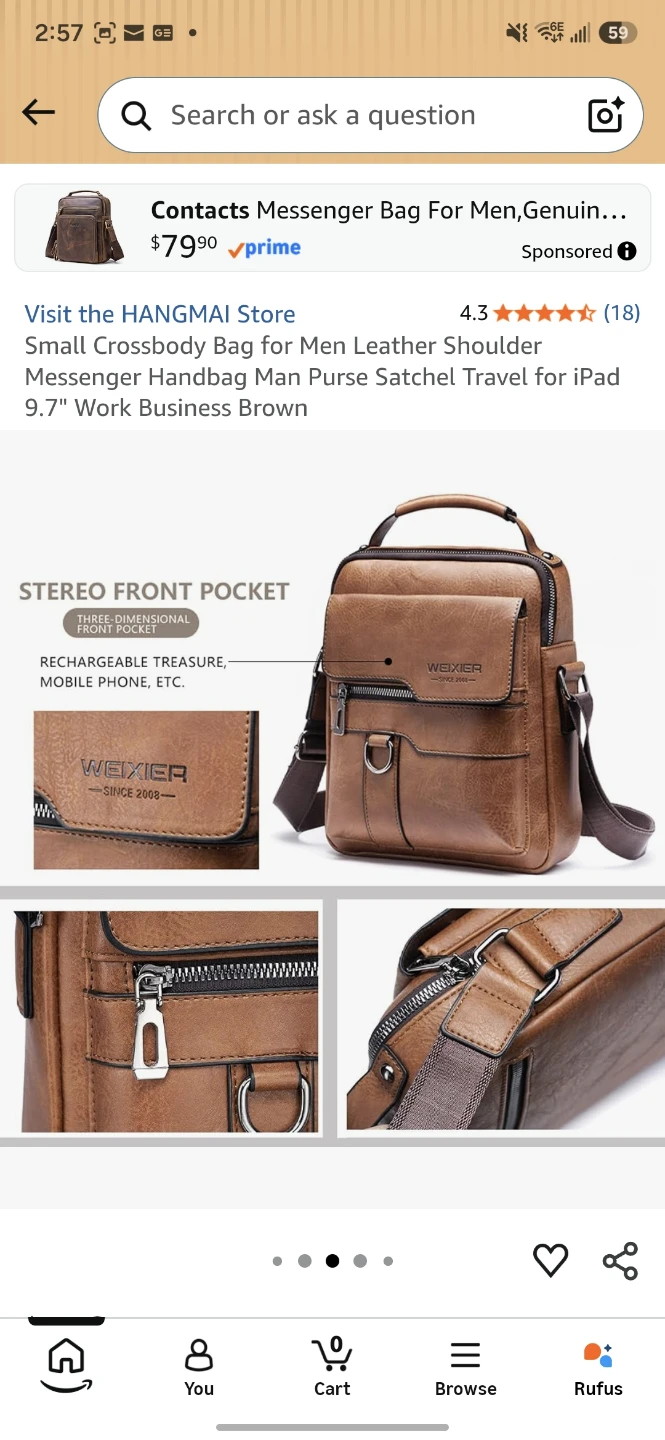 Weixier mens crossbody bag - brown - photo 3