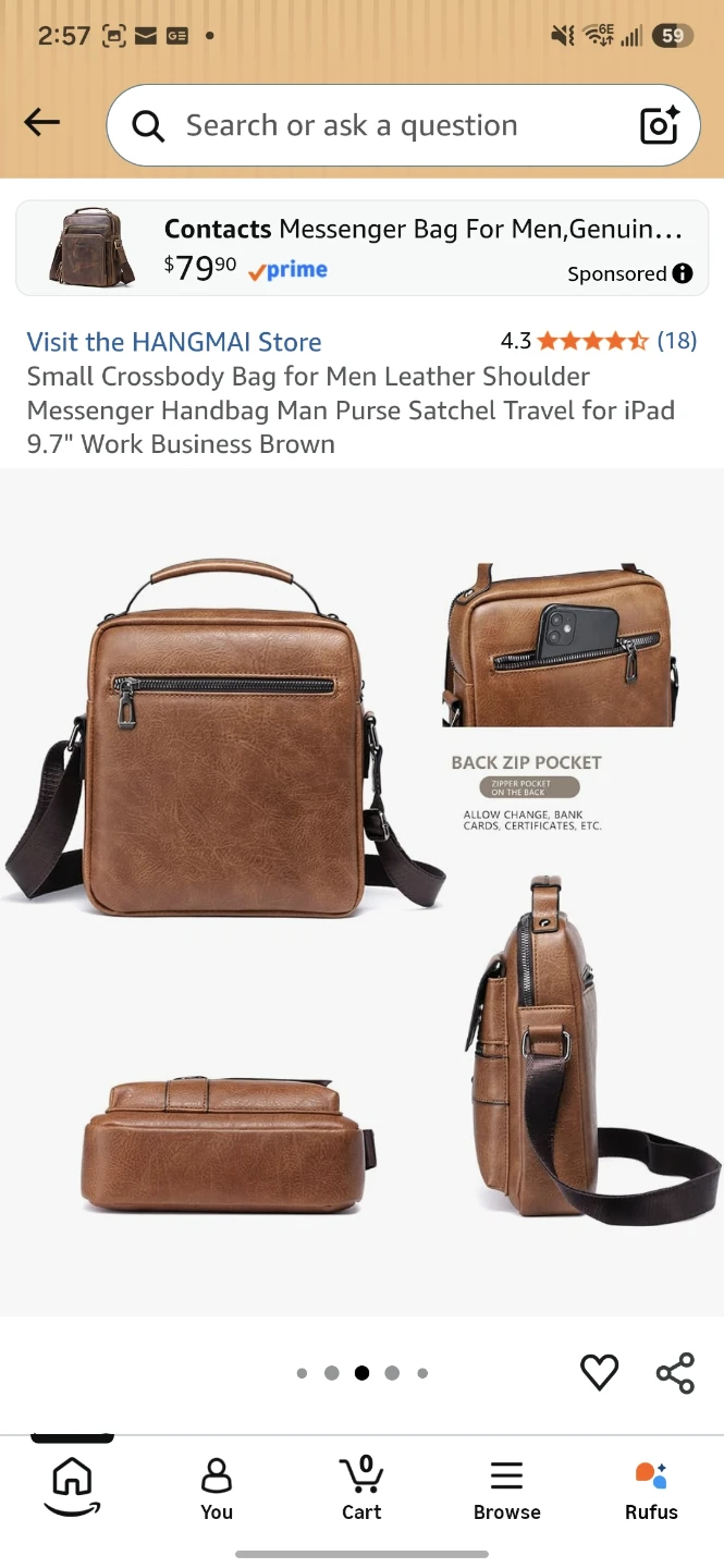 Weixier mens crossbody bag - brown - photo 4