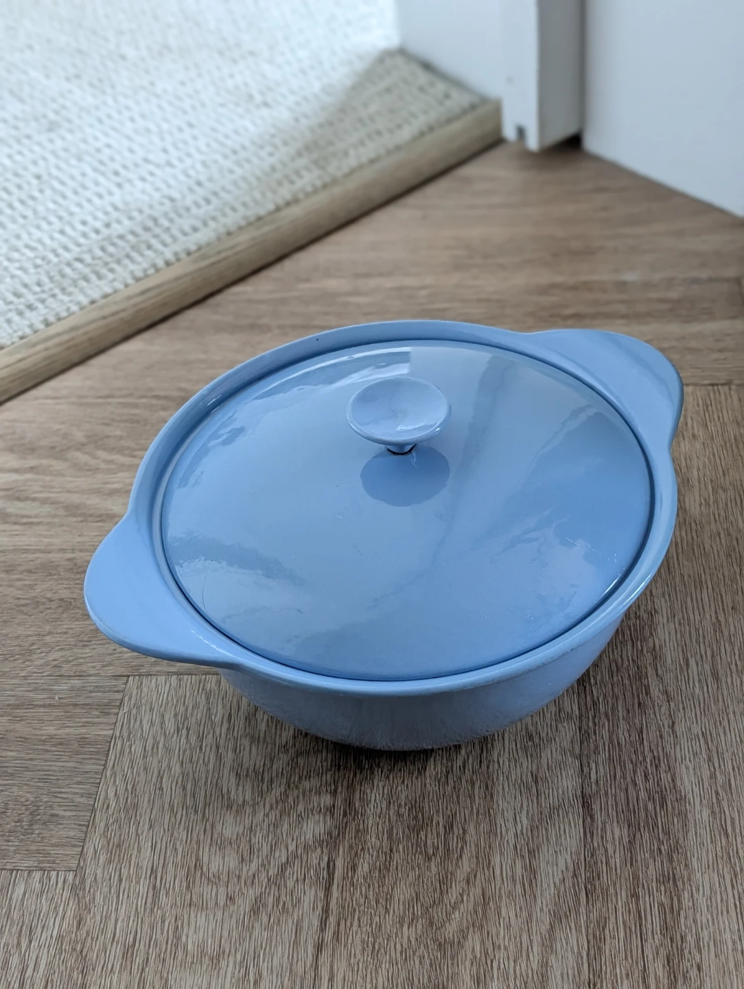 Vintage Cornflower Blue Cast Iron Pot