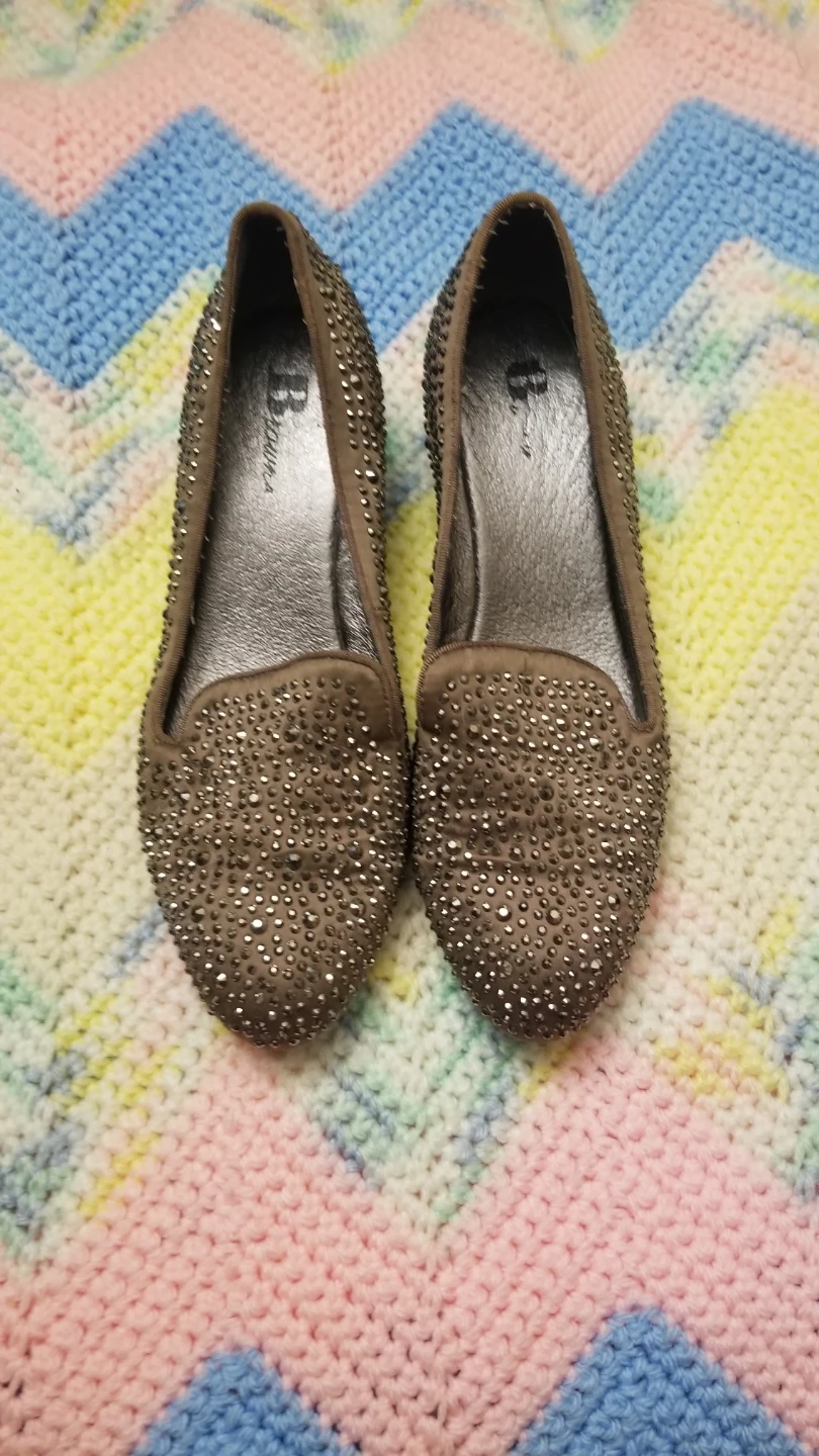 BROWNS Taupe Rhinestone Loafers US7 - photo 2