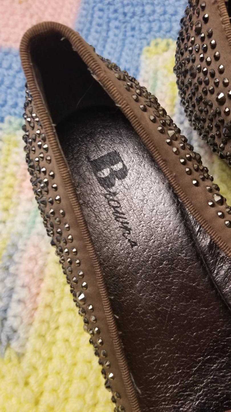 BROWNS Taupe Rhinestone Loafers US7 - photo 4