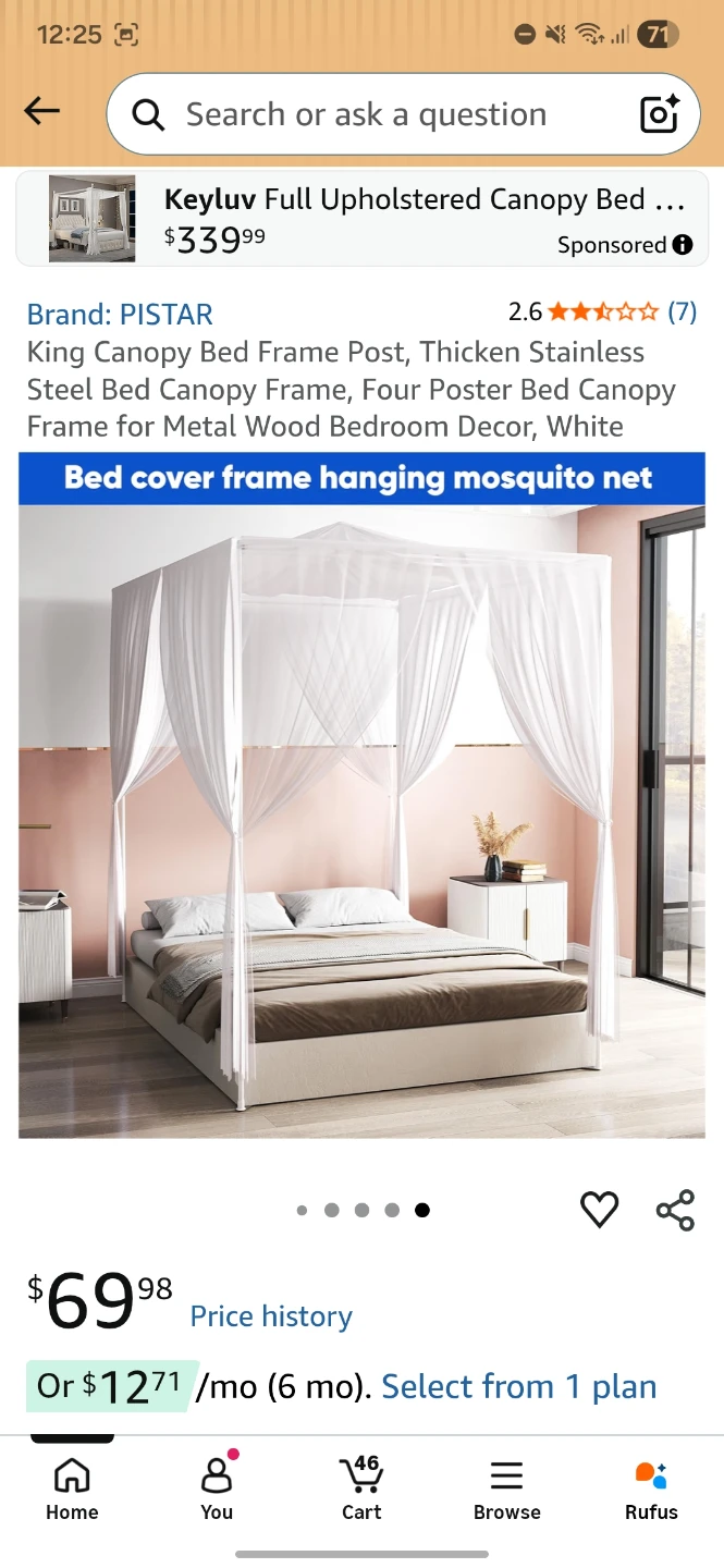 Ajustable Canopy Bed Frame