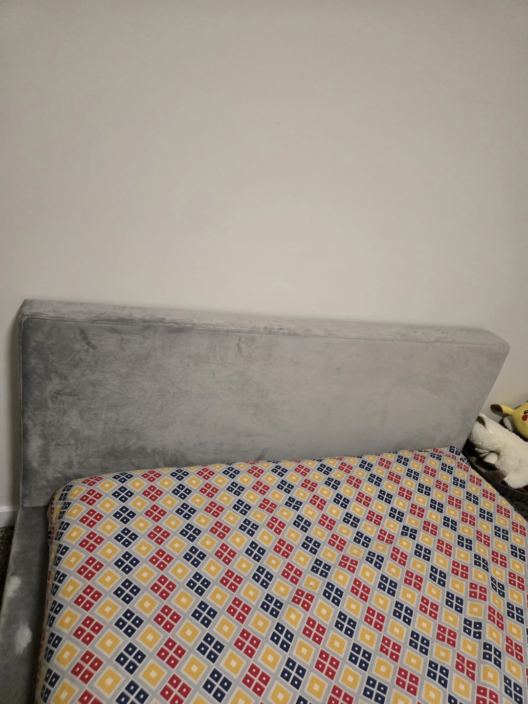 Grey Velvet Platform Bed Frame - photo 3