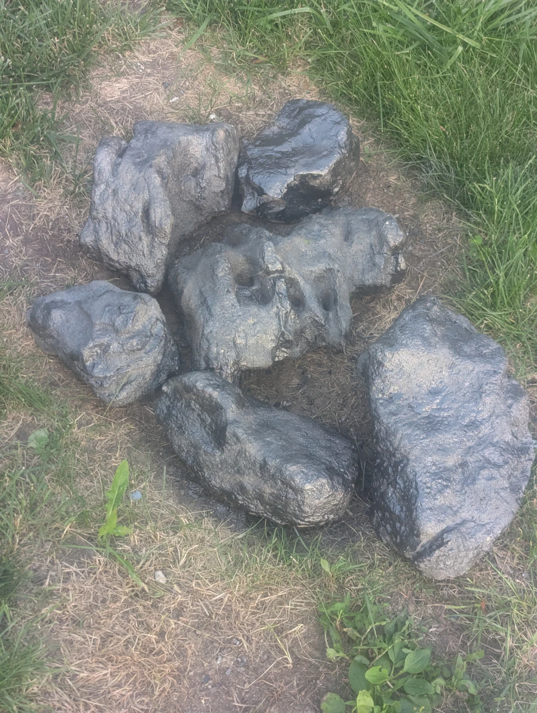 Decorative garden "moon" rocks