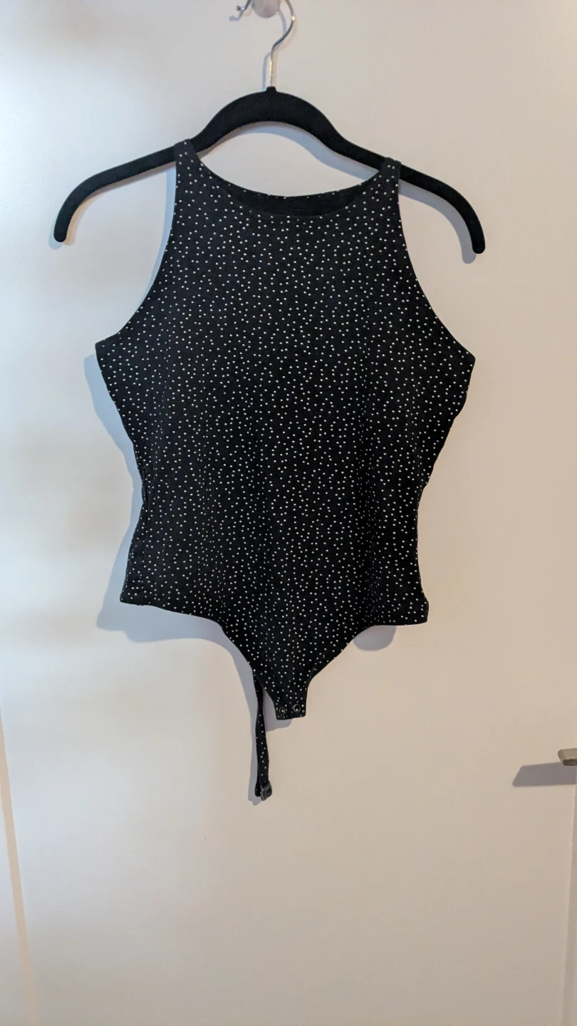American Apparel Black Polka Dot Bodysuit