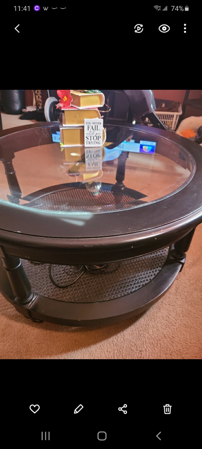Round Black Coffee Table with Glass Top - photo 4